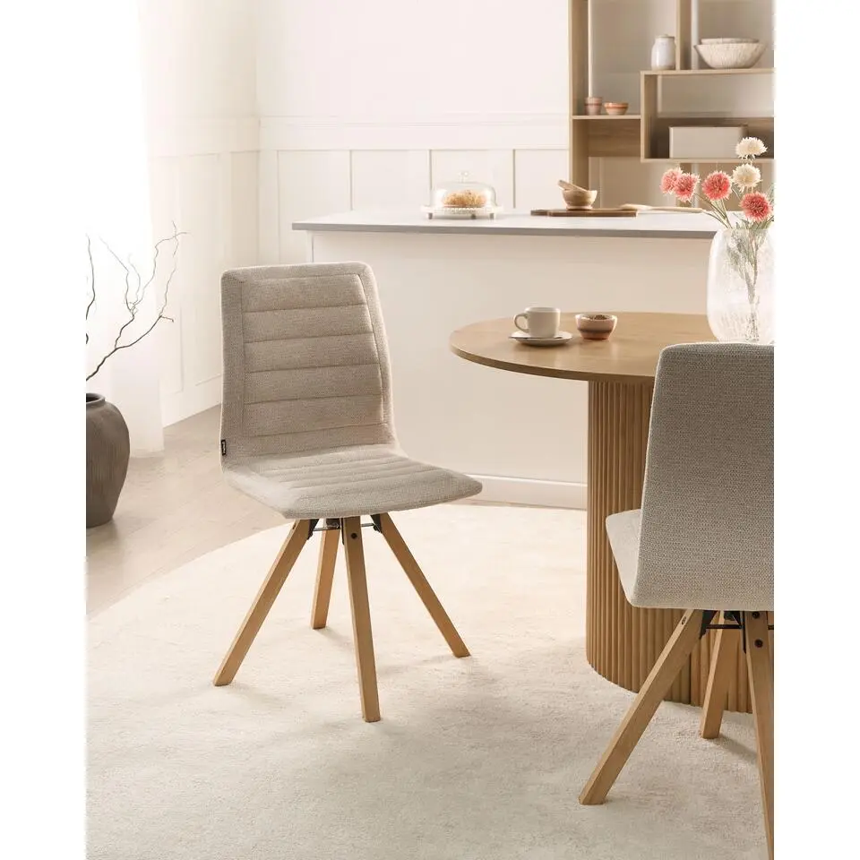 ROX - Eetkamerstoel set van 2 - Lichtbeige - Stof