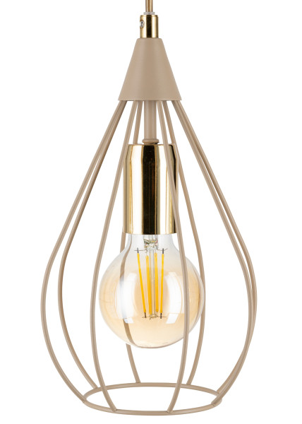 Lampa Wisząca Noa Beżowo-złota 3xE27 75 cm Druciak Nowczesny Salon Taupe