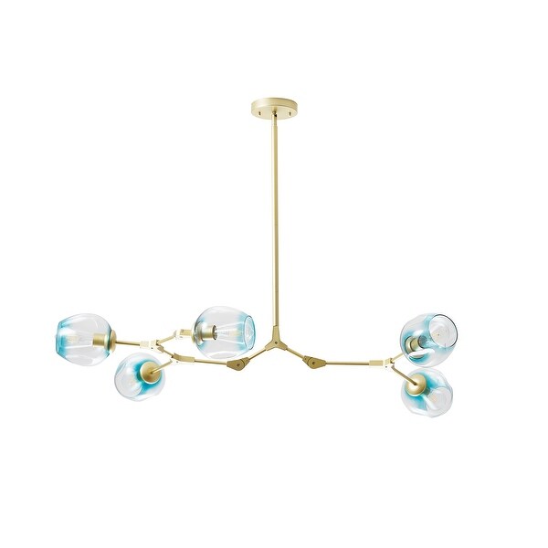 Adjustable Chandelier Pendant, Gold Chandelier with Clear Glass Shade