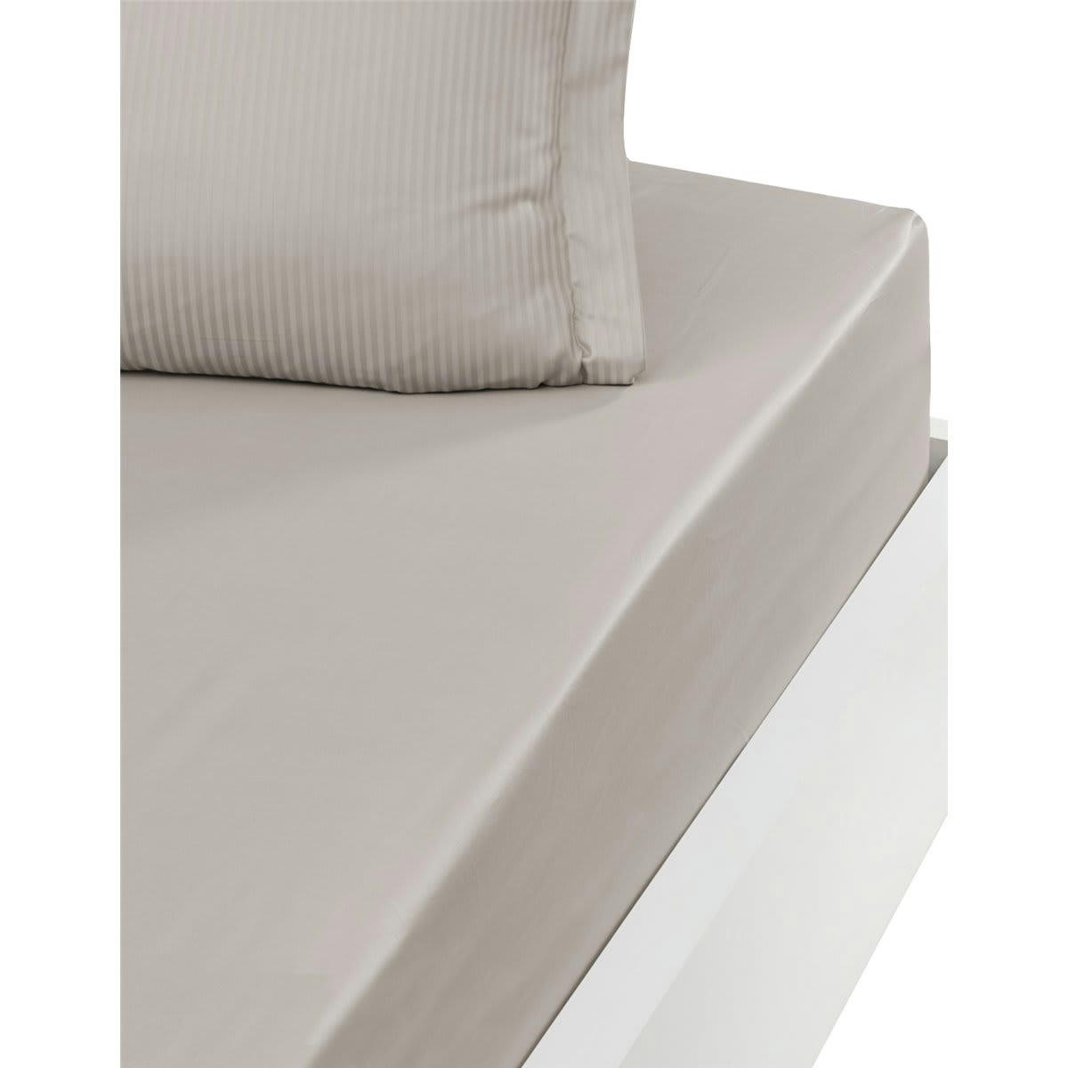 VERSAILLES - Drap housse uni en satin de coton 120 fils bo taupe 90x200 cm