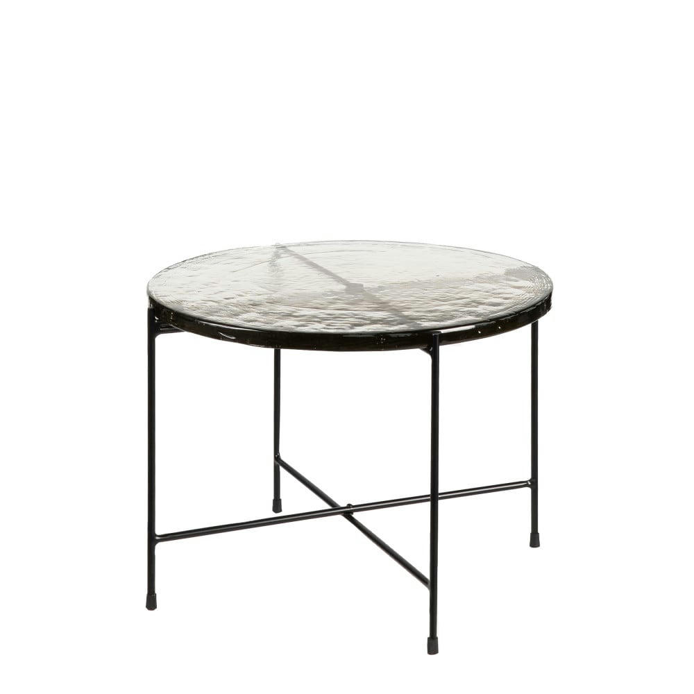 SAFI - Table basse ronde en verre recyclé et métal D56cm transparent