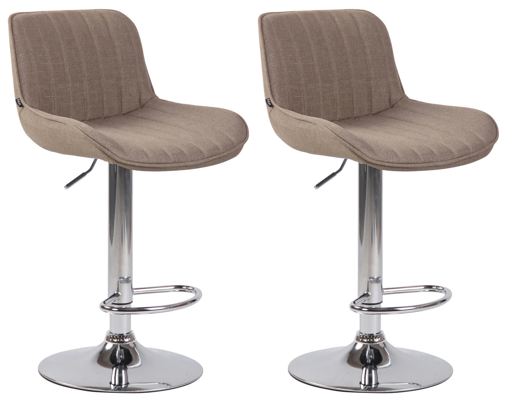 LENTINI - Lot de 2 Tabourets de bar réglable en tissu Taupe