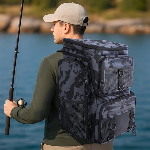 NNETM Fishing Backpack with Rod Holder