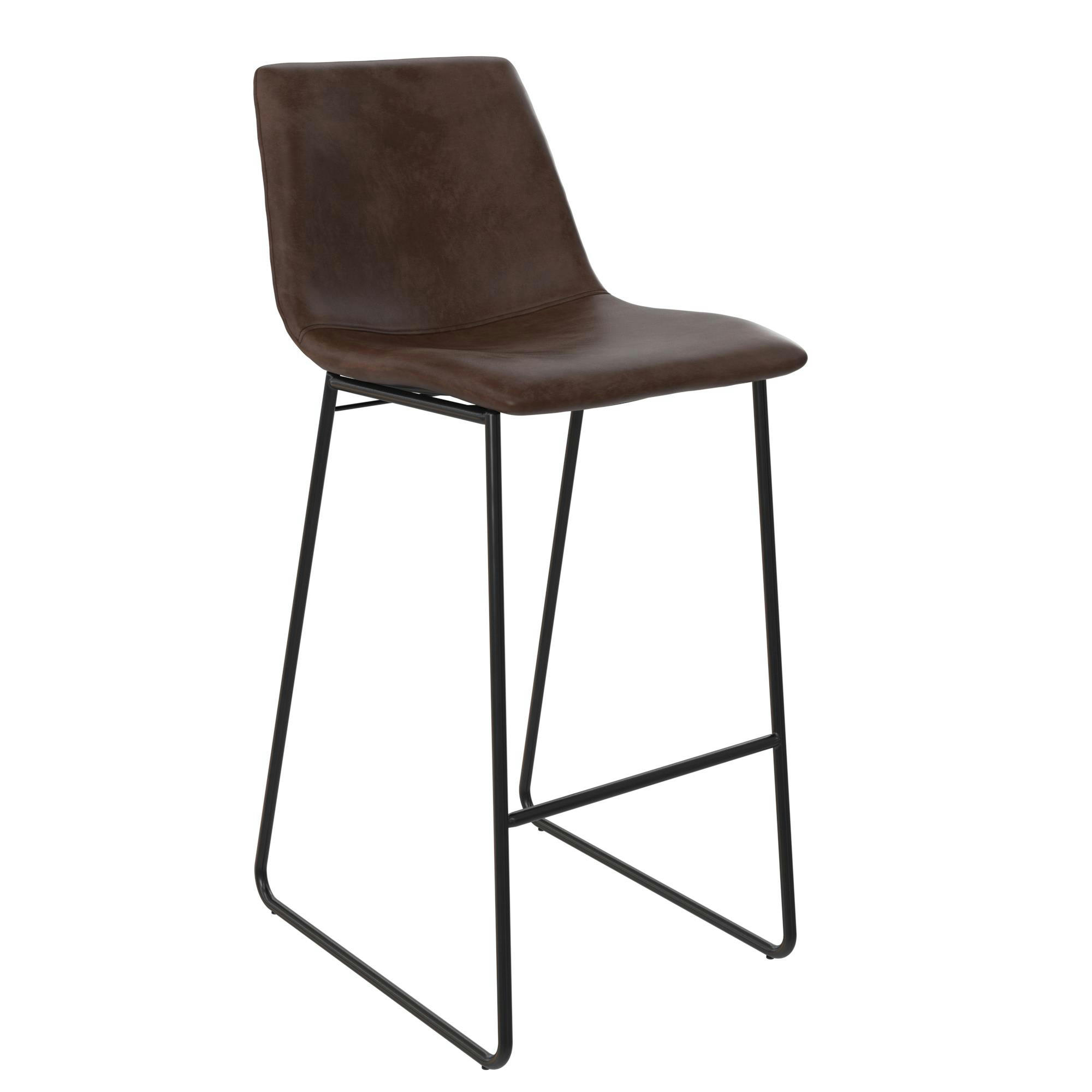 BOWDEN - Tabouret de bar en simili cuir marron
