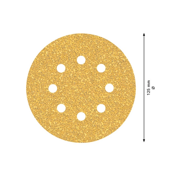 Schleifpapier, 8 Löcher, K40, Ø 125 mm, 5 Stück