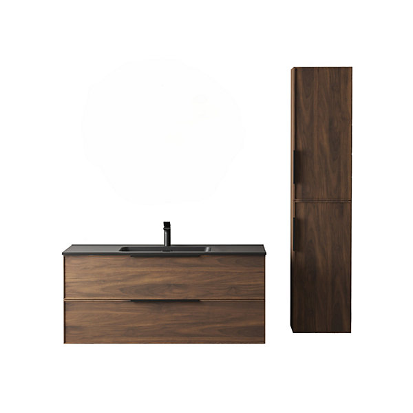 Ensemble de salle de bain 100 cm effet noyer Aquasila