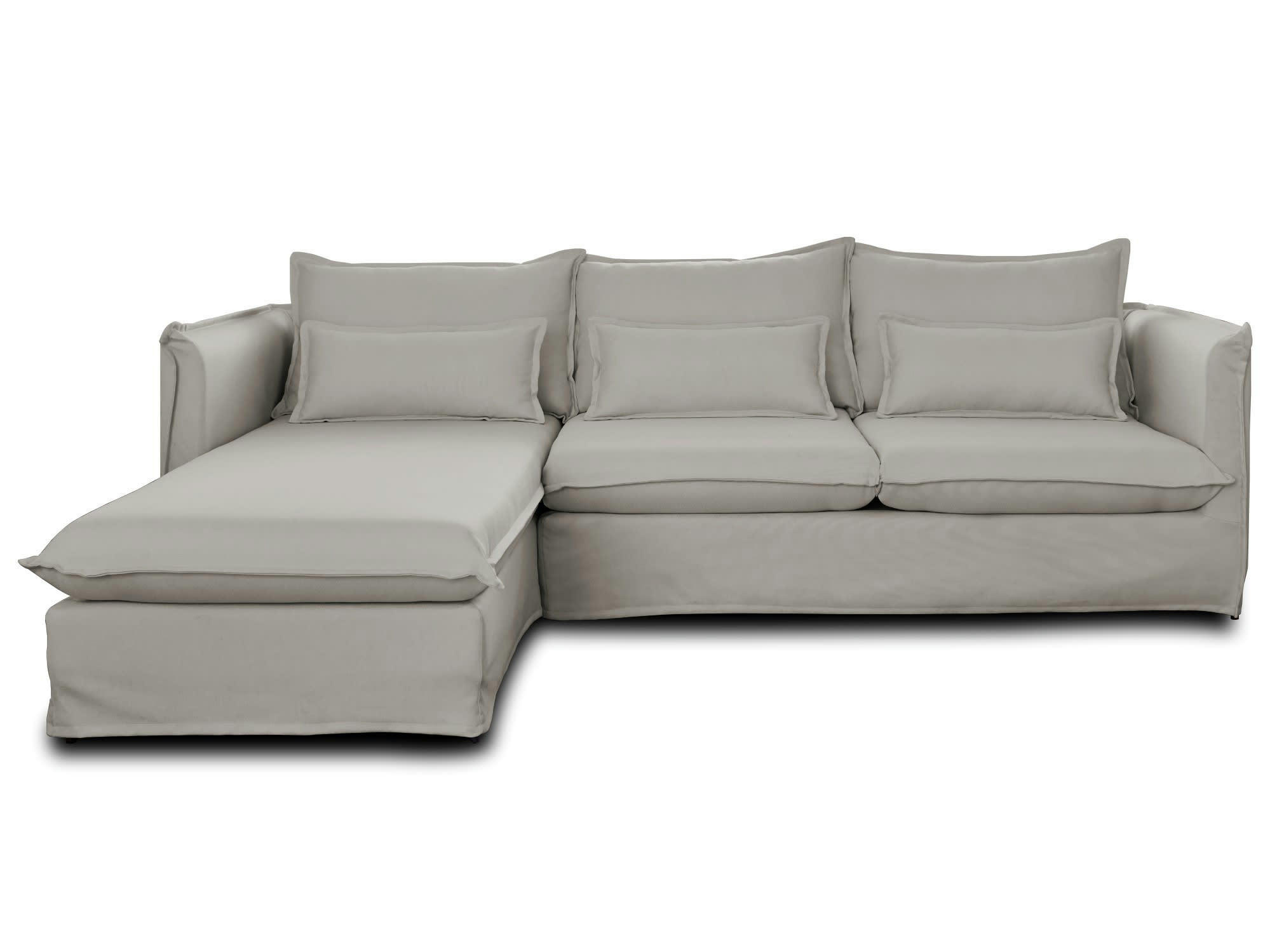 ADRIANN - Canapé d'angle gauche 4 places en tissu gris clair