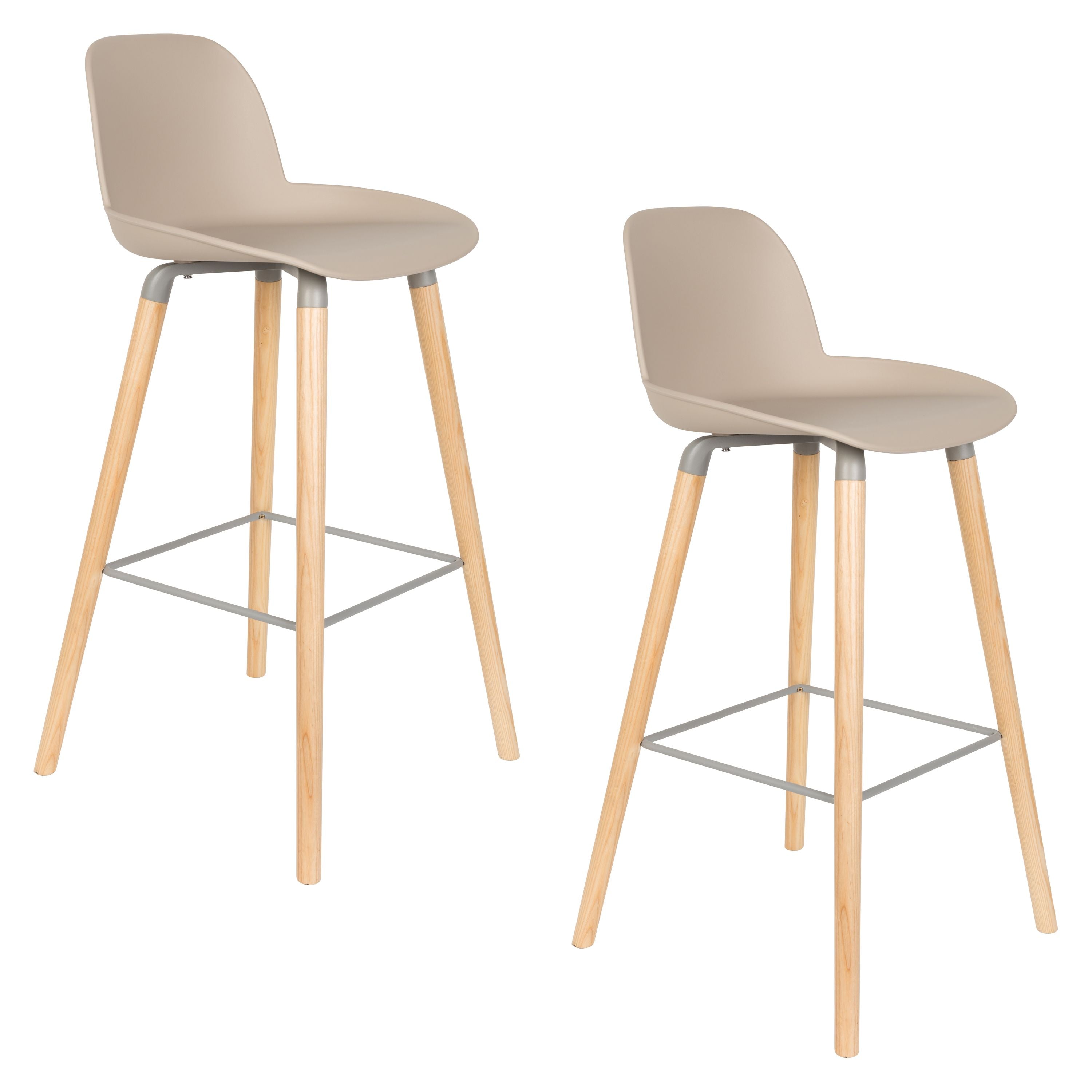 Zuiver Albert Kuip Barkrukken rugleuning 75 cm Taupe - Set van 2