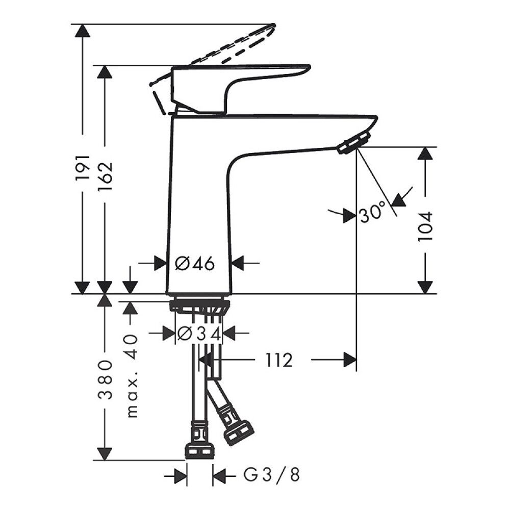 SERVANTBATTERI HANSGROHE TALIS E110 MATT HVIT