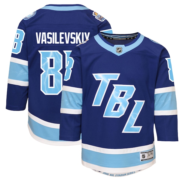 Andrei Vasilevskiy Tampa Bay Lightning Outerstuff Youth 2026 NHL Stadium Series Premier Jersey - Blue