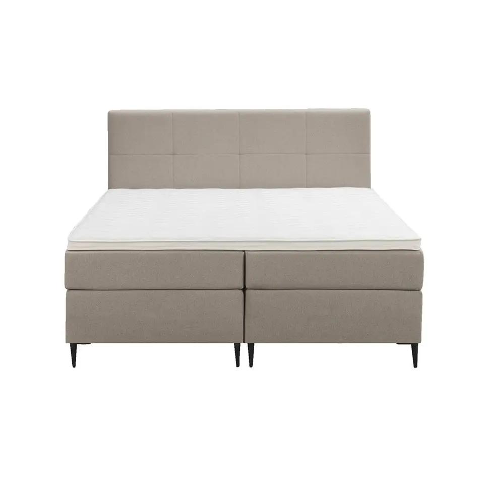 Boxspring Liv geblokt - beige - 180x200 cm - slanke poot