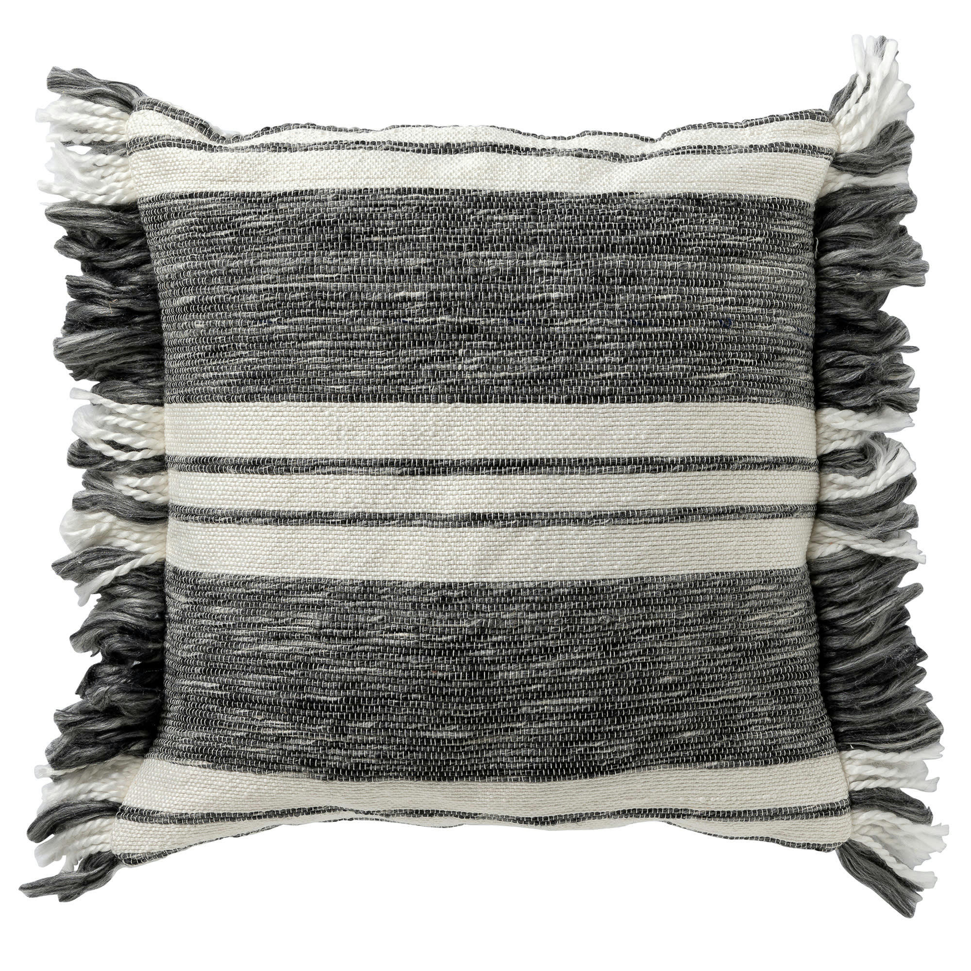 Edgar - Coussin - gris doux 45x45 cm avec motif rayé