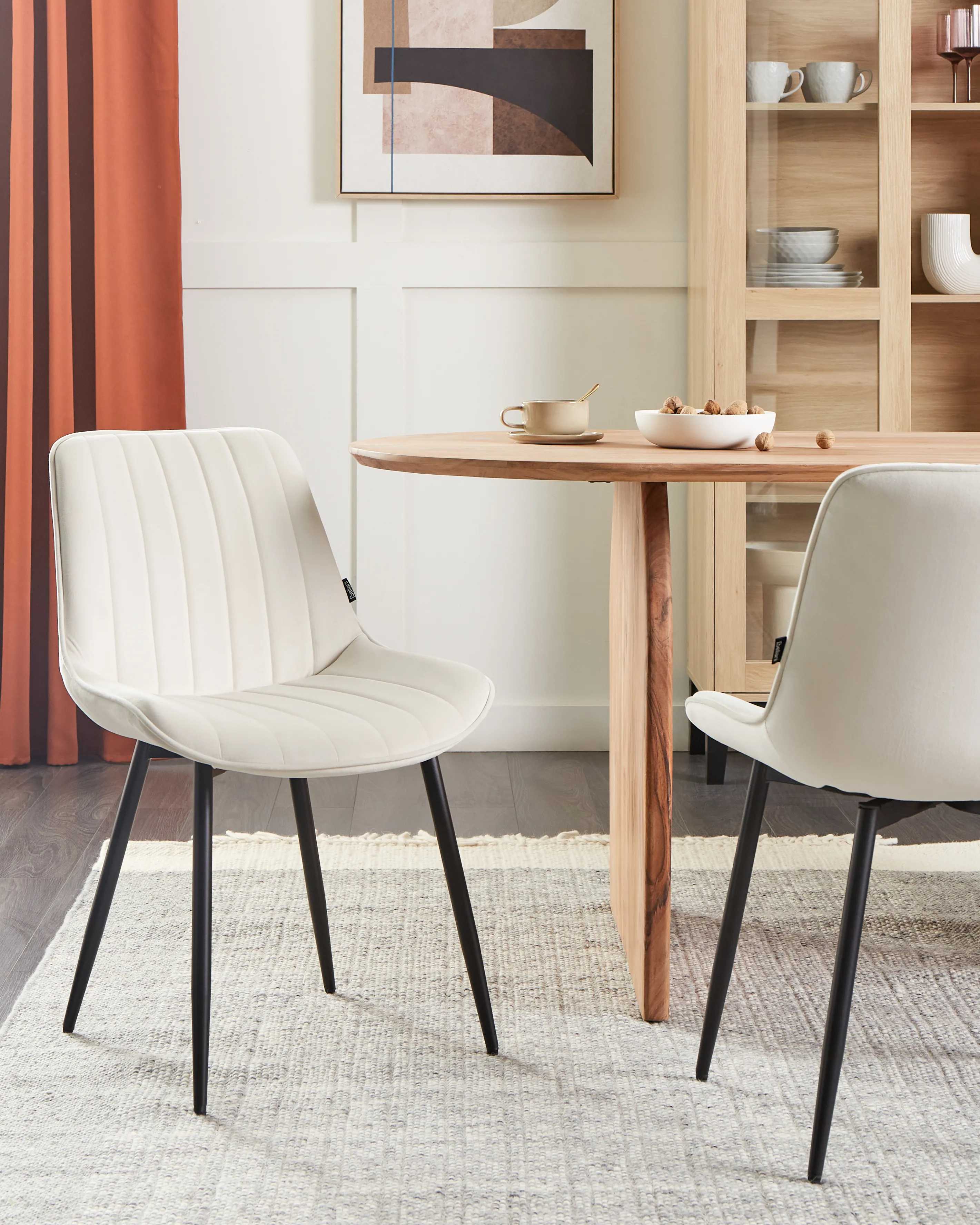 Set of 2 Dining Chairs DUBROVNIK Velvet Light Beige