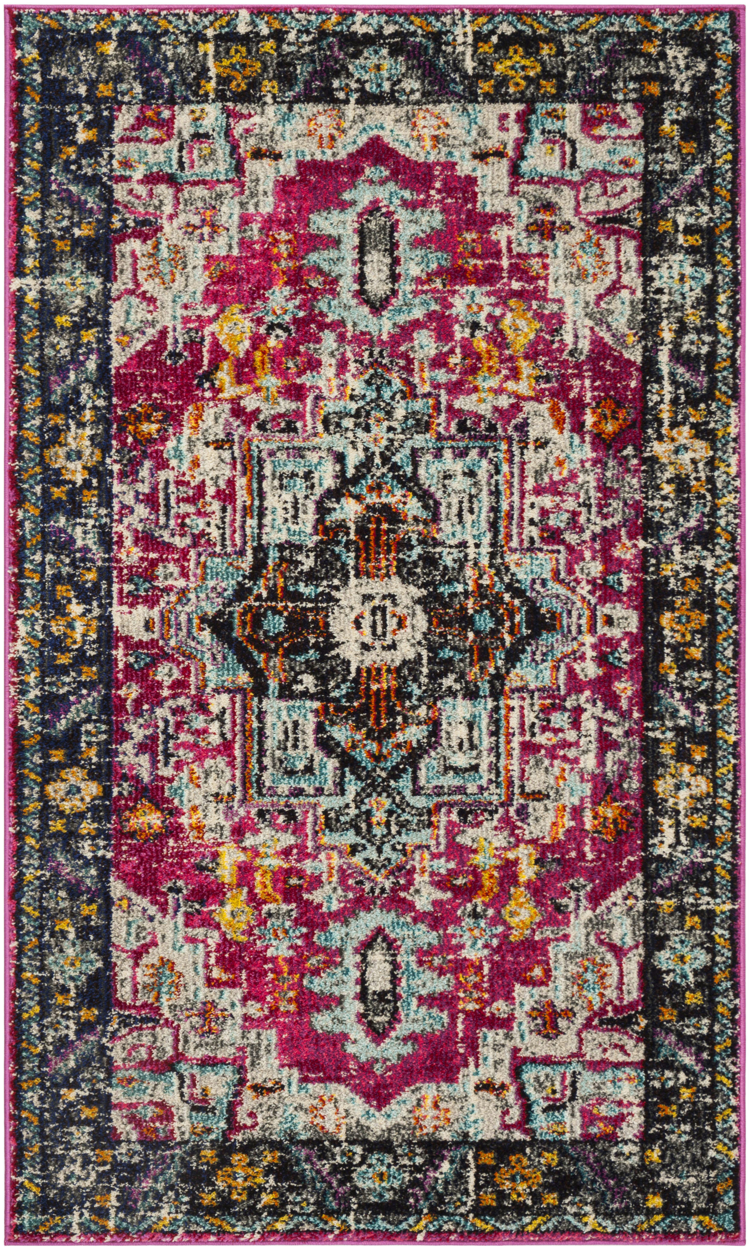 MONACO - Tapis de salon interieur en fuchsia & gris, 122 x 170 cm