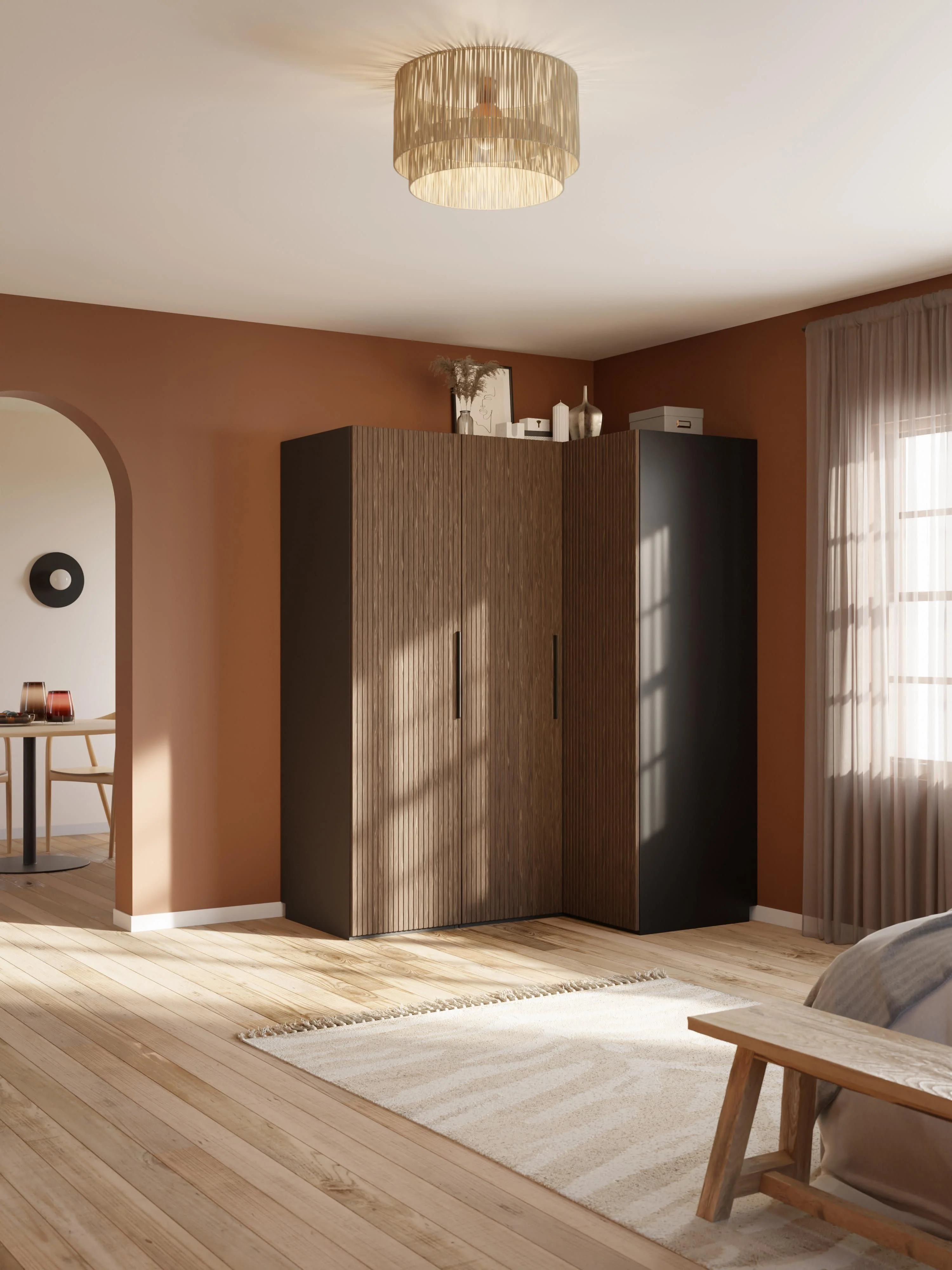 Modularer Eck-Kleiderschrank Simone, 165 cm Breite, in verschiedenen Größen