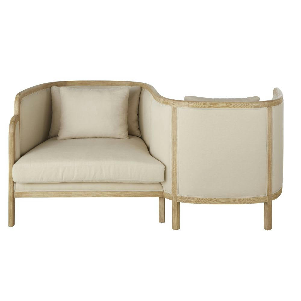 Earo - Fauteuil double en lin beige