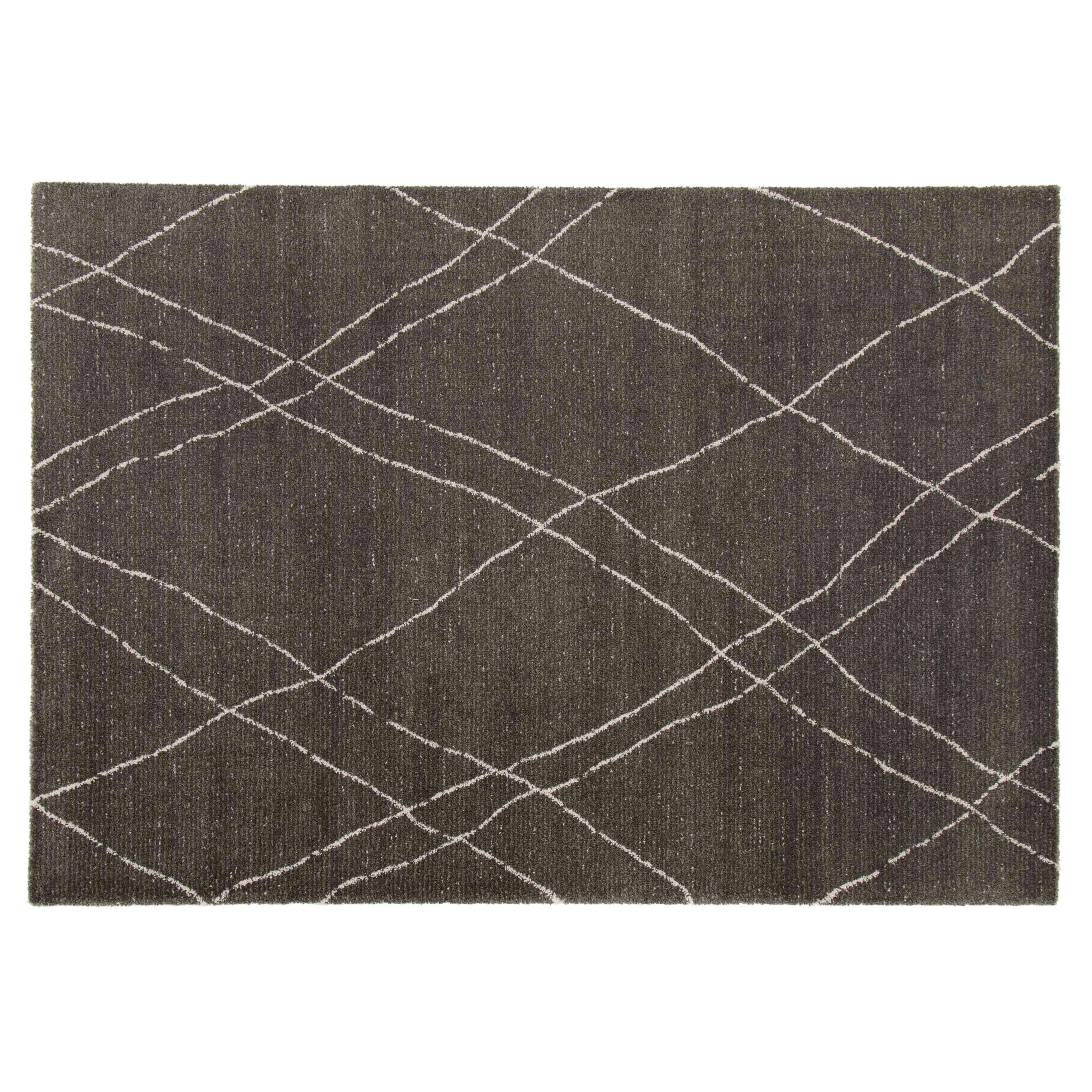 ATLAS - Tapis rectangulaire motif berbère gris anthracite 120 x 170 cm
