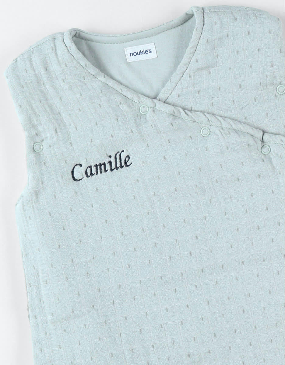 - Gigoteuse mousseline de coton bio ouatinée sauge TOG 1.0 à 2.0  100 cm