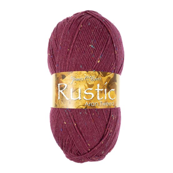 James C Brett Raspberry Rustic Aran Tweed 400g