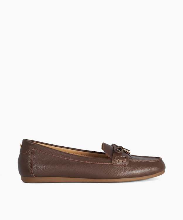 Girella Brown - Leather Bow-Detail Loafers