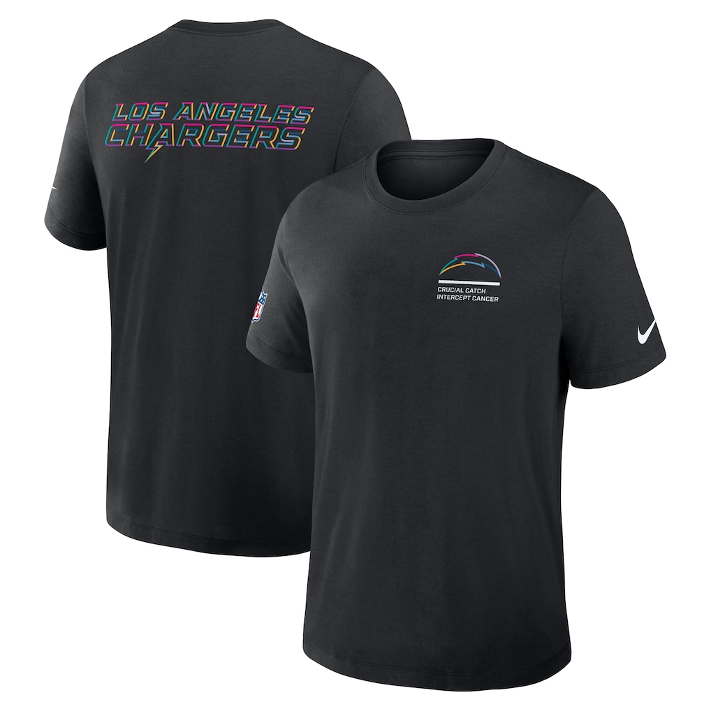 Los Angeles Chargers Nike 2025 NFL Crucial Catch Tri-Blend Dri-FIT T-Shirt - Black