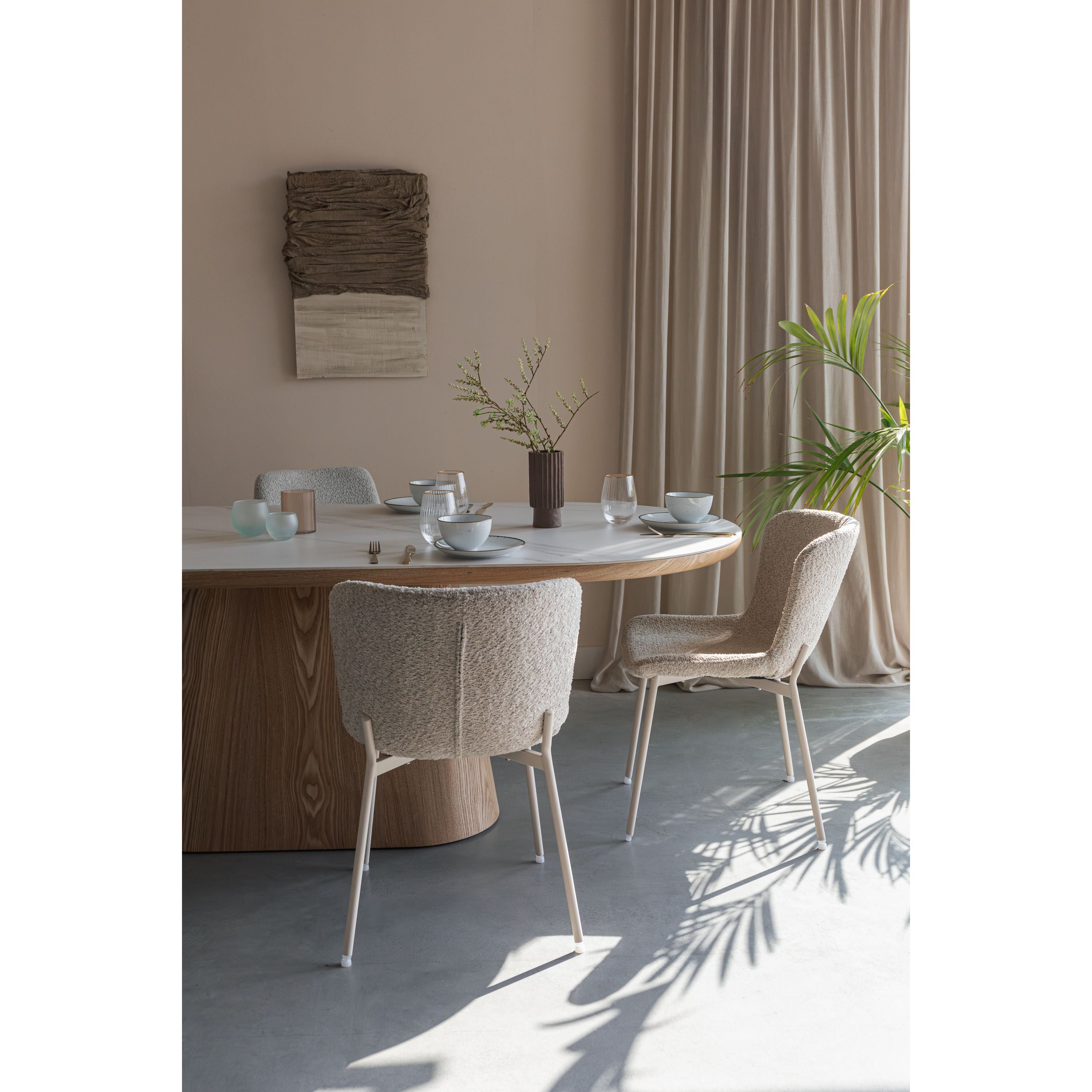 Housecraft Living Almira Eettafel Ovaal 180 cm Hout Wit  Bruin donker