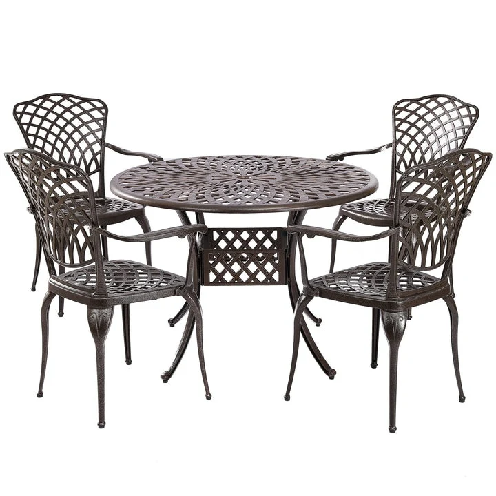 Kinger Home Arden 5-Piece Outdoor Dining Set for 4, Cast Aluminum