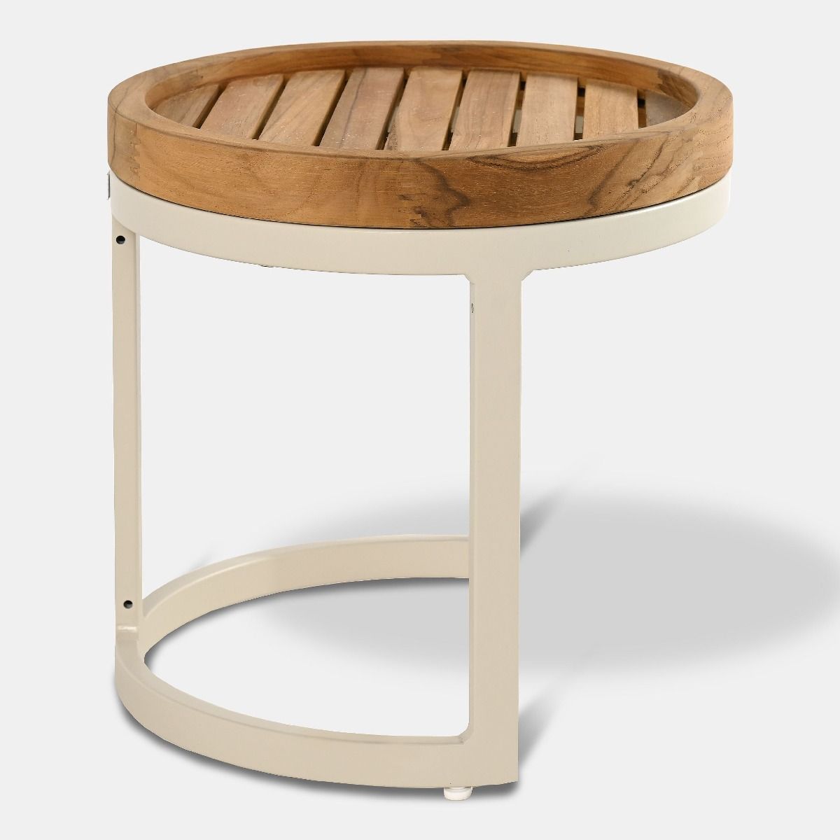 Stolik S Light Śr.35x36cm Aluminium Ivory White, Teak