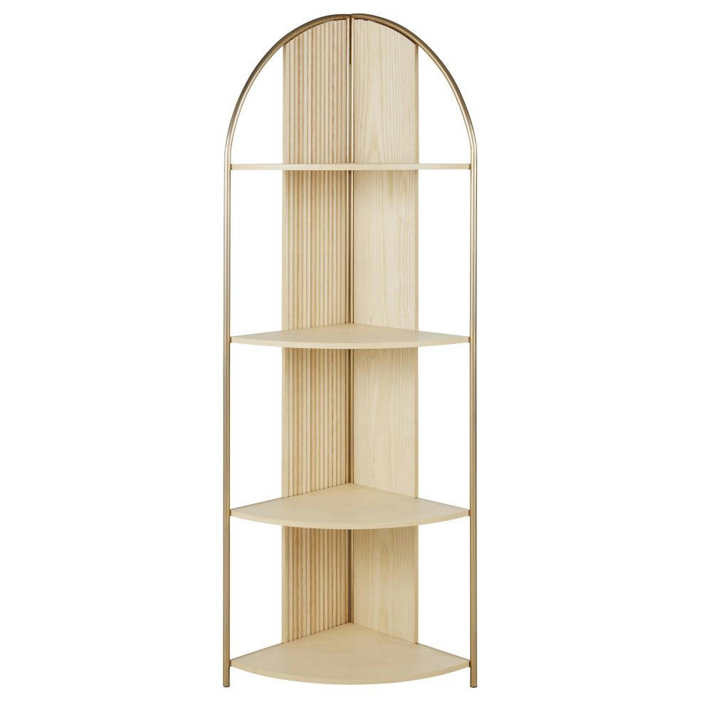 Ormond - Etagère d'angle beige et métal coloris laiton rosé