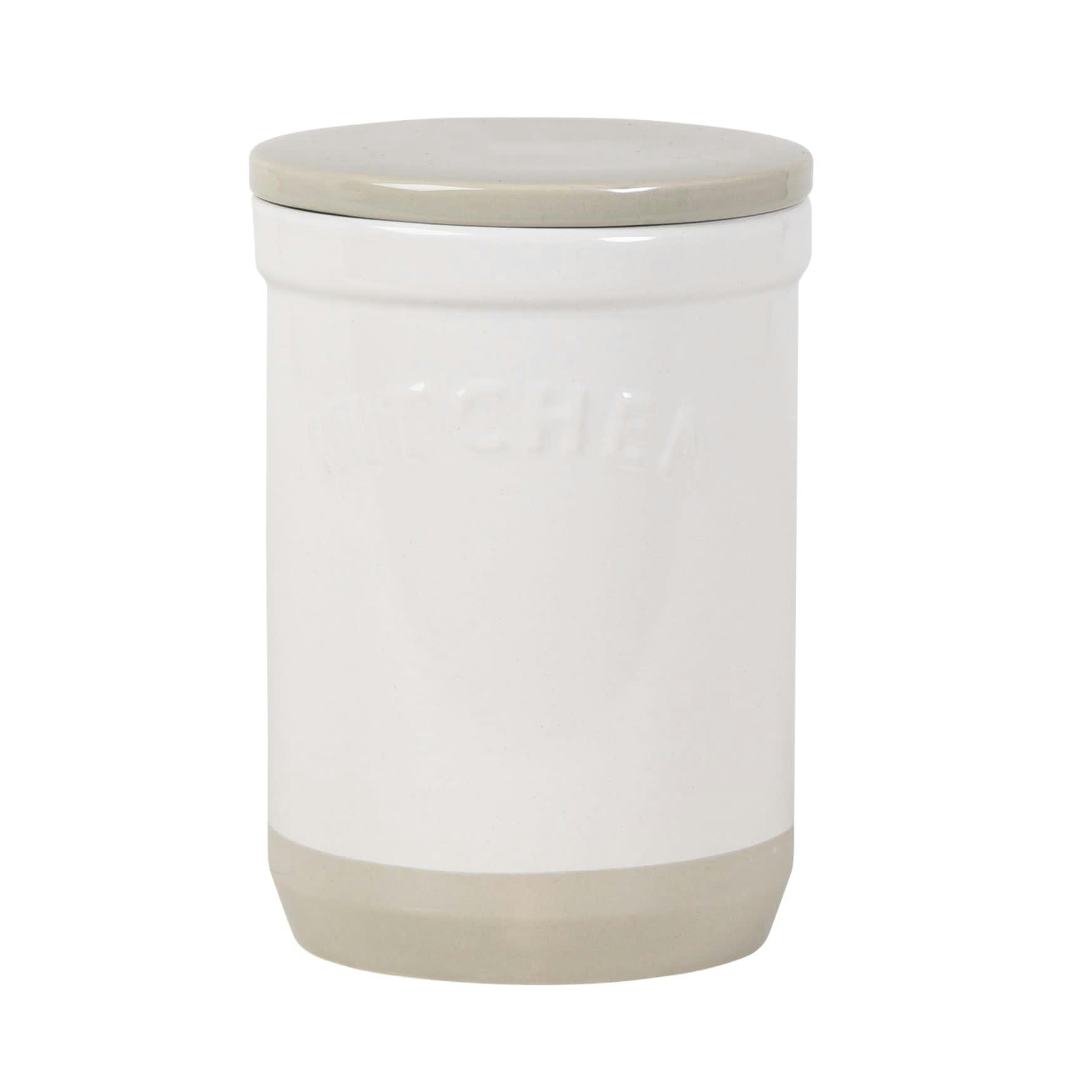 MARIETTE - Pot en grès beige et vert artichaut H17