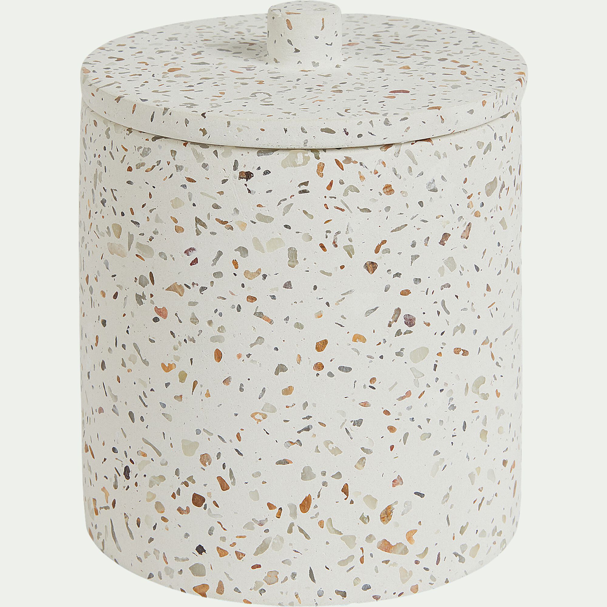 TERRAIO - Pot à coton en terrazzo H12,5cm - blanc