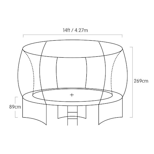 NNEDPE Kahuna 14ft Springless Trampoline with Basketball Set