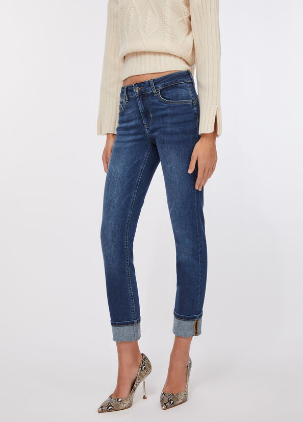 Jeans skinny con risvolto