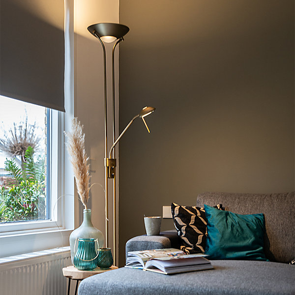 Lampadaire en bronze avec lampe de lecture avec LED et variateur - Diva 2