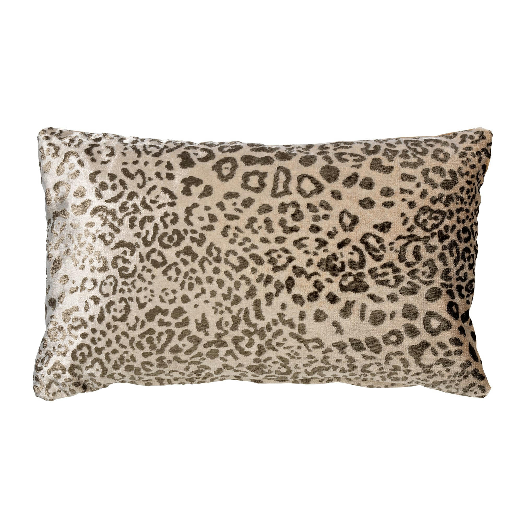 - Coussin beige en velours 30x50 cm avec imprimé animalier