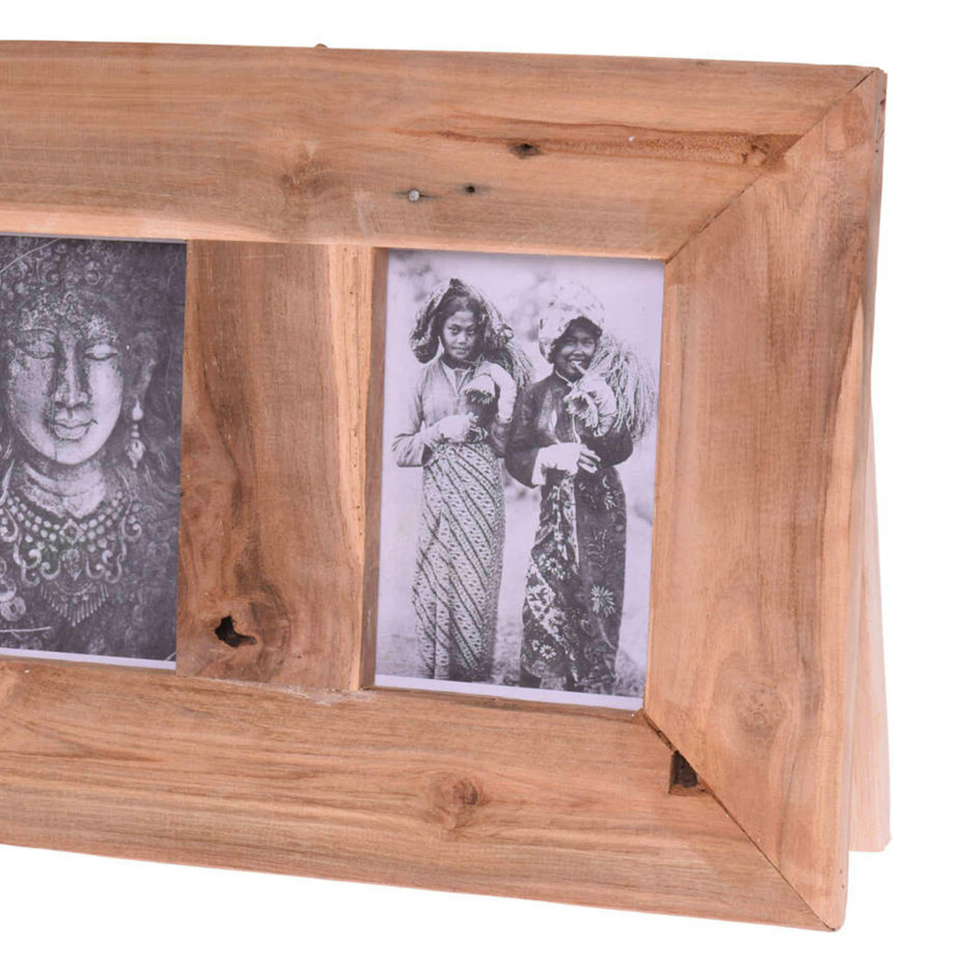 - Cadre photo multiple en teck recyclé - 55x28x3.5cm