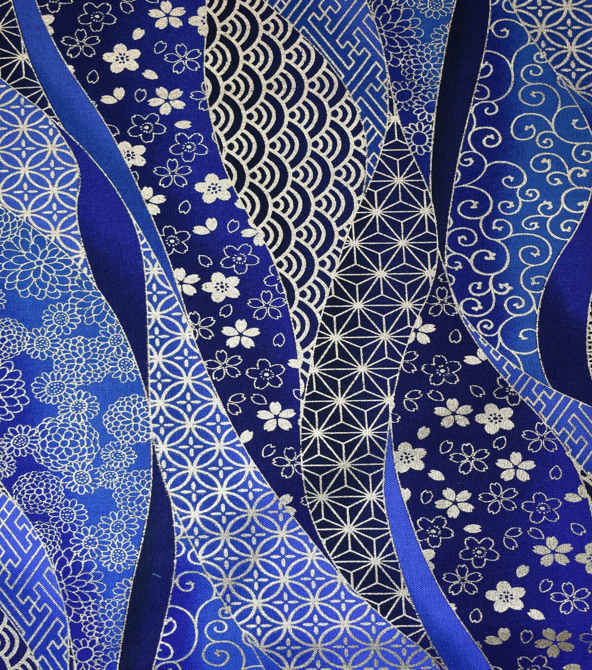 Premium Prints Metallic Cotton Fabric Zentangle Waves Pink