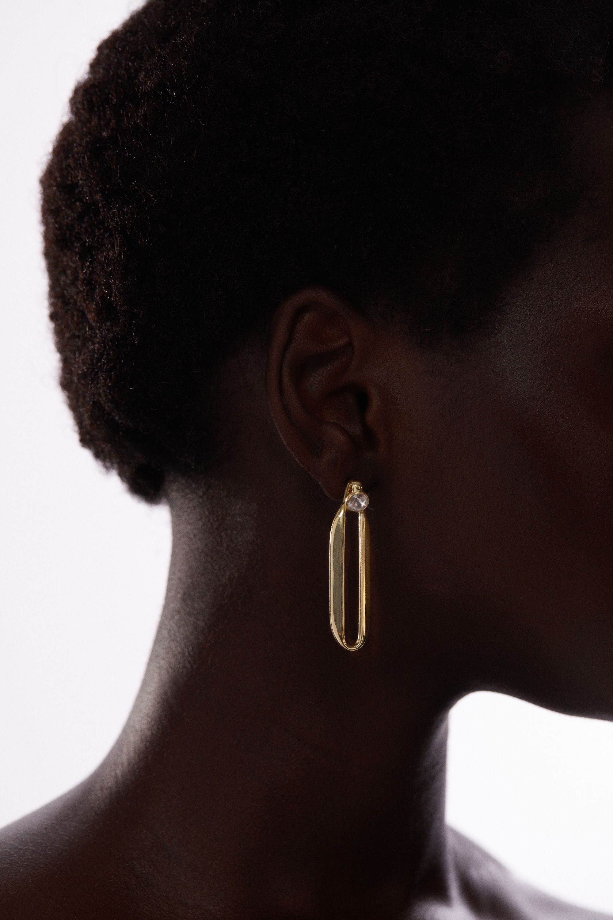 KarenMillen Hand Set European Crystal Ellipse Drop Earrings