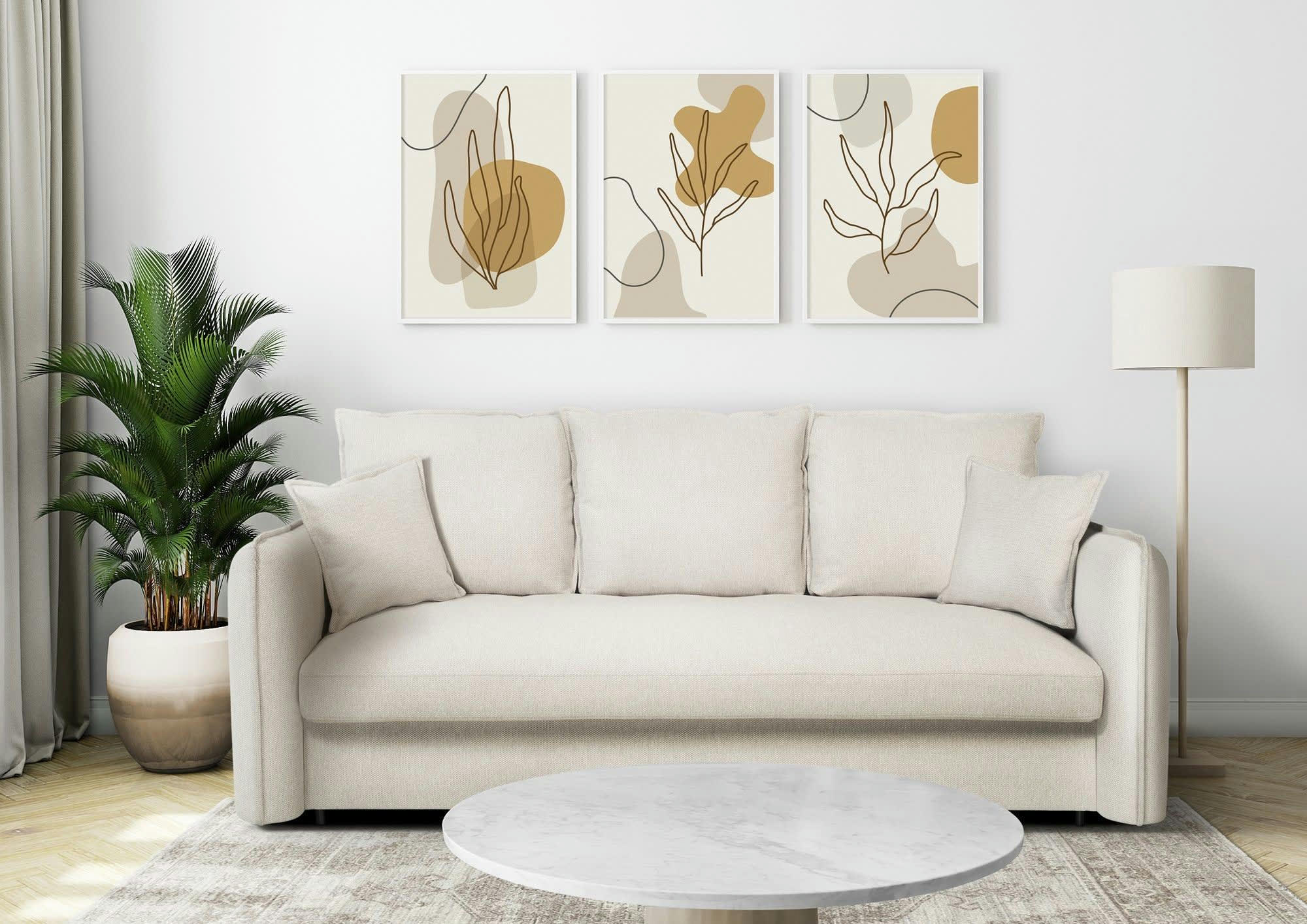 RIGEL - Canapé droit convertible 3 places  en polyester blanc cassé