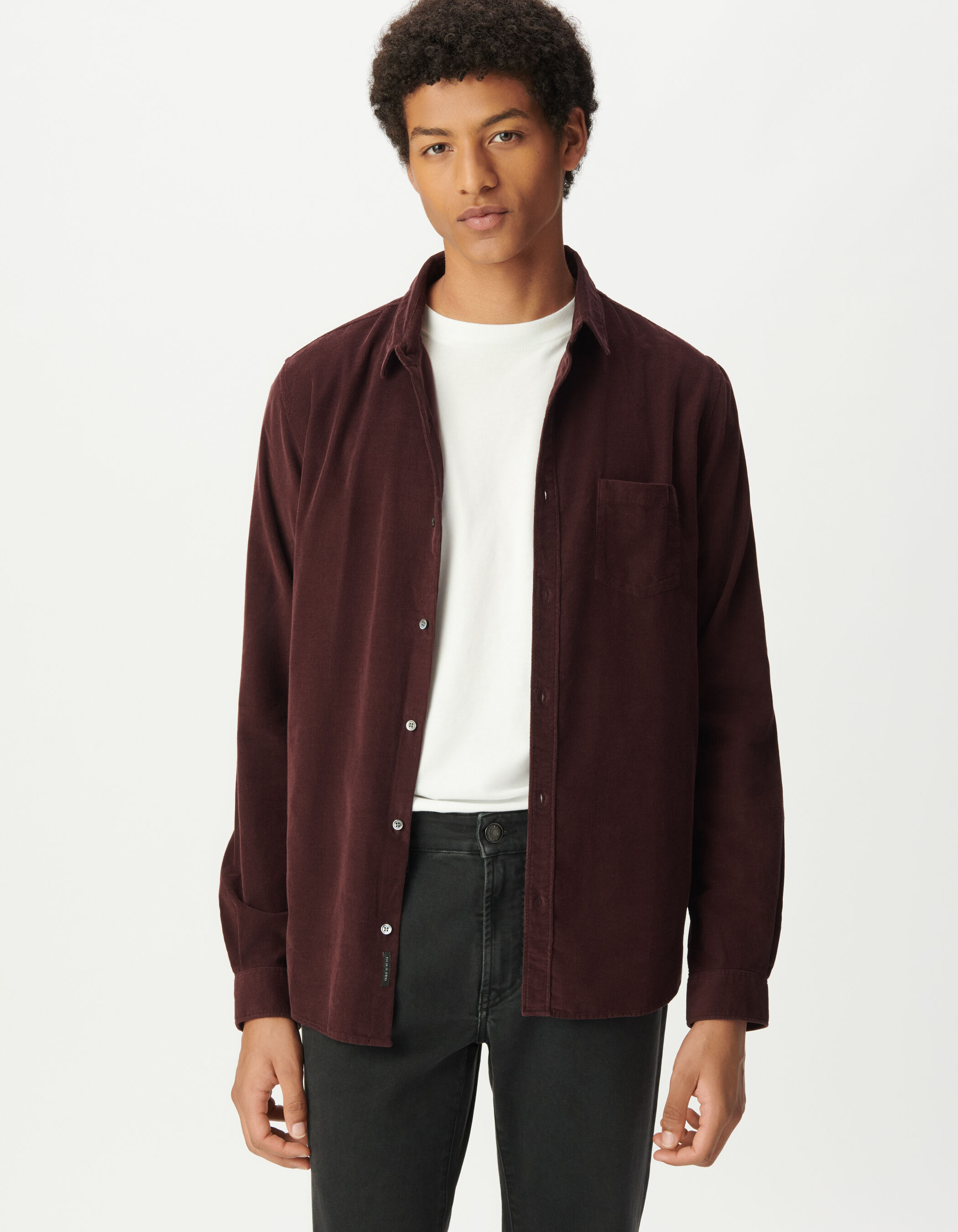 Chemise regular marine coton bio velours milleraies Homme