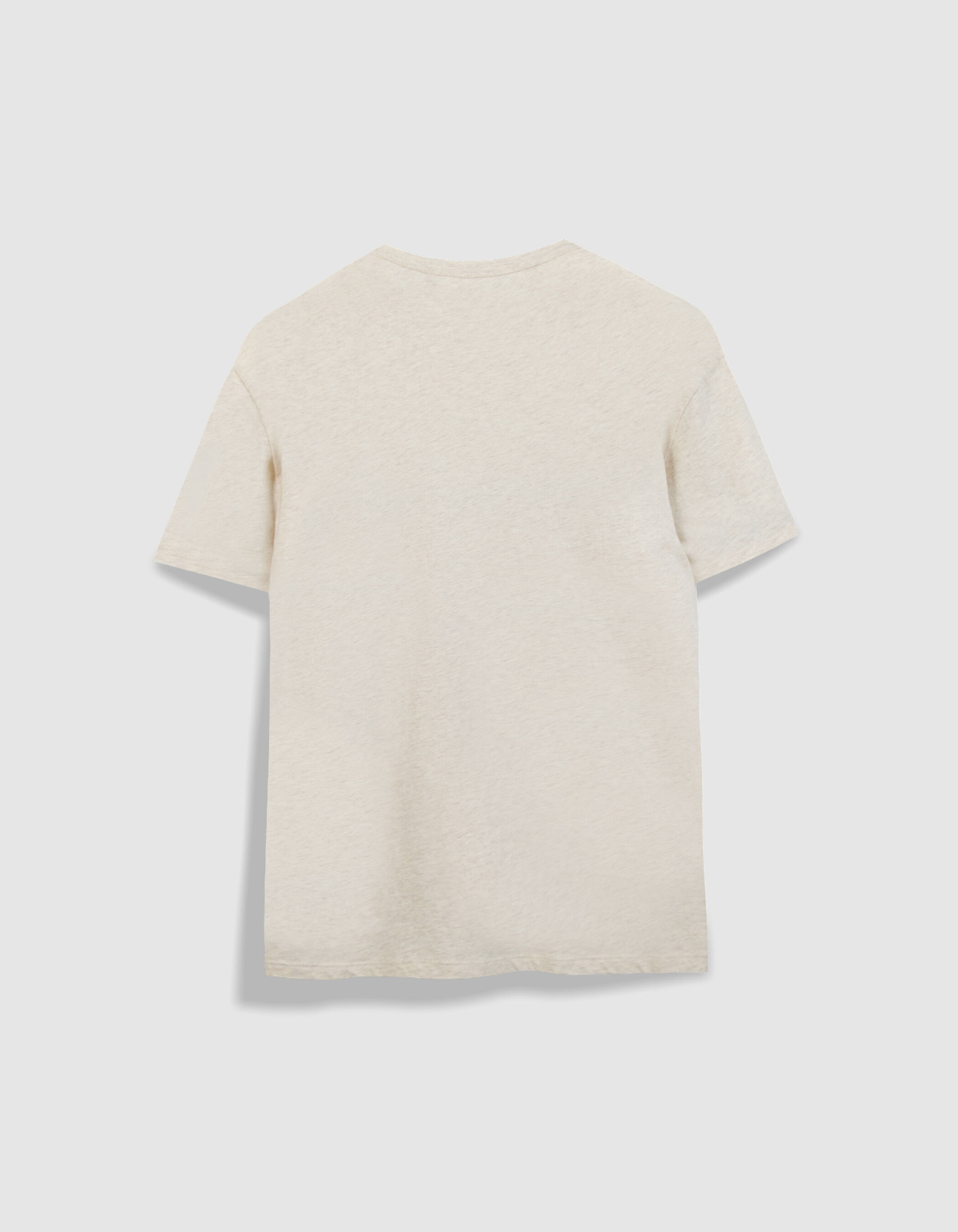 T-shirt col rond beige message poitrine Homme