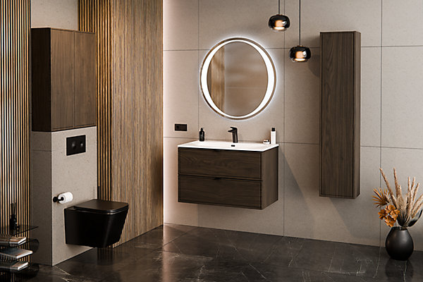 Meuble sous lavabo suspendu TERRA VILLA coloris noyer foncé 60 cm
