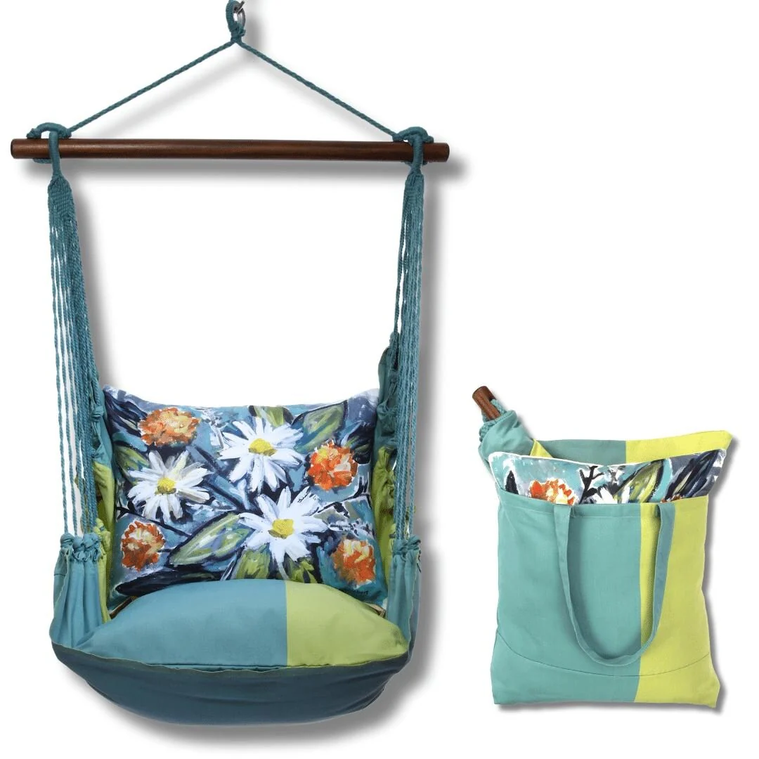 Magnolia Casual Swing Set 4 piece - Meadow Mist Stripe w/ Floral Impressions