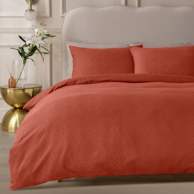 Habitat Cotton Jacquard Rust Bedding Set - Single