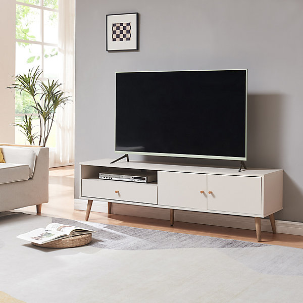 Meuble TV Hallevil 150 x 39 x 45 cm blanc en.casa