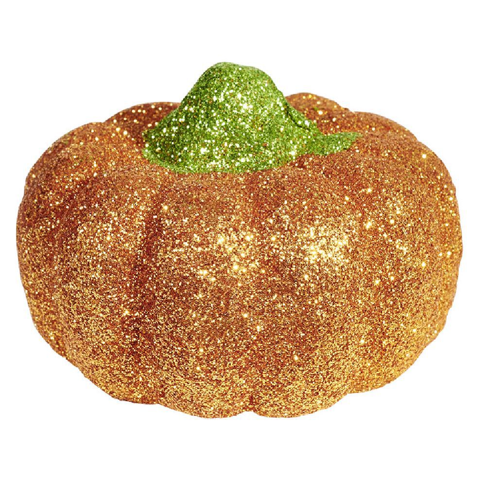 Citrouille pailletée orange et vert Halloween x4