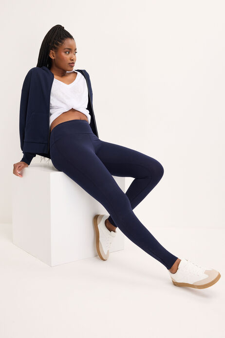Womens Navy Wide Waistband Leggings