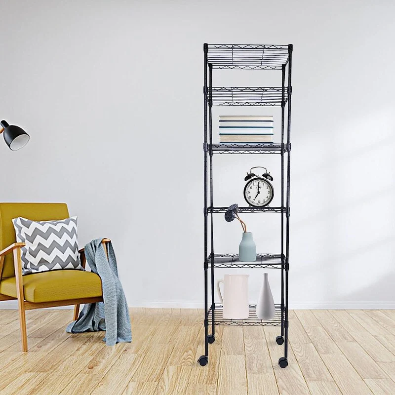 6-Tier Steel Wire Shelving with Wheels Adjustable Storage Units
