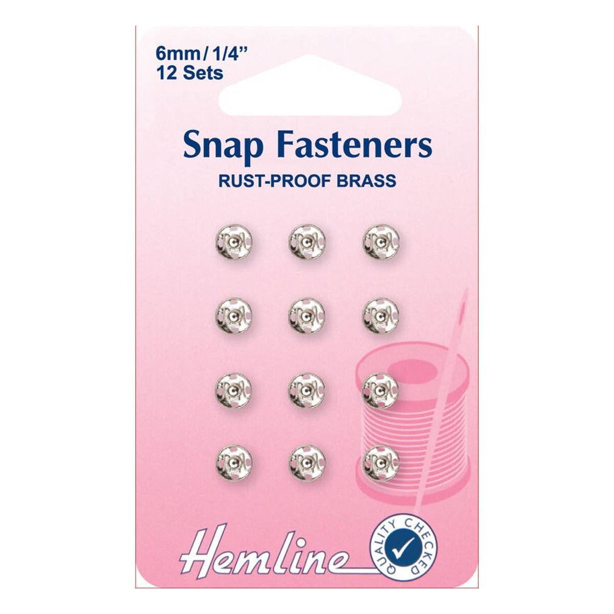 Hemline Snap Fasteners 6mm 12 Pack