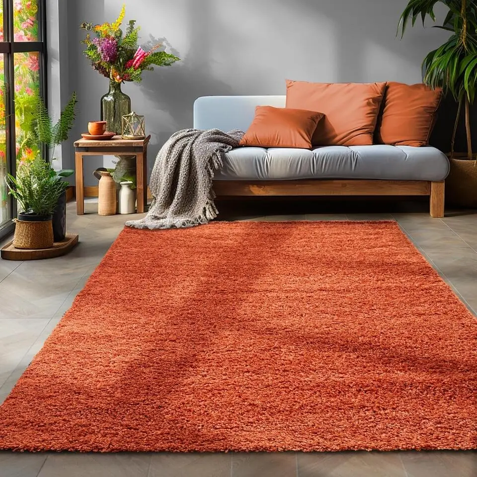 Basic Shaggy vloerkleed Terra / Oranje Hoogpolig - 120x170 CM